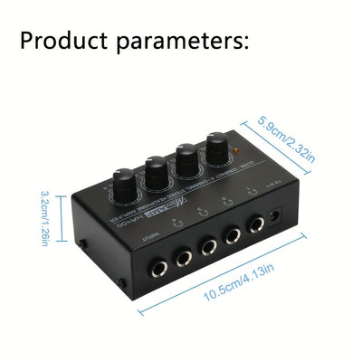 Amplificador Mini HA400 de 4 Canales Ultra Compacto con Entrada de 12V, Ideal para Auriculares y PC, Amplificador Duradero en Color (No Incluye Cable de 12V)