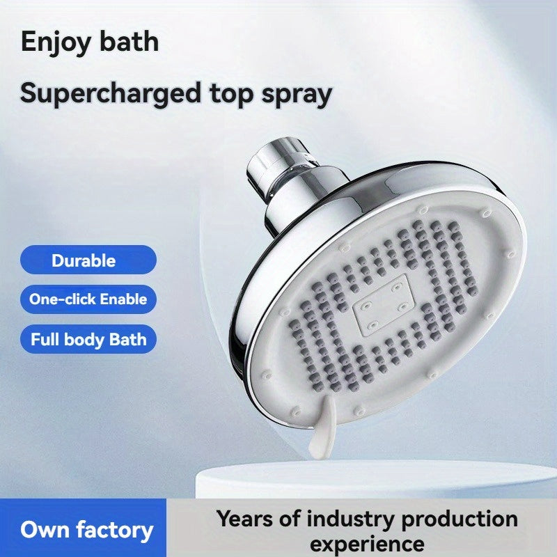 Cabezal de ducha universal de alta presión con acabado pulido - Fuerte chorro, forma redonda, material plástico, no requiere electricidad, instalación de inserción fácil para baños modernos, reemplazo de cabezal de ducha.