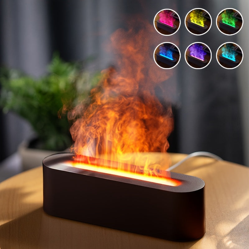 1pc Lámpara de Simulación de Fuego 150ml con Alimentación USB, Luz RGB y Temporizador para Humidificador Decorativo de Purificación del Aire para Dormitorio u Oficina