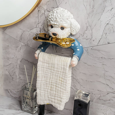 1pc Adorable Soporte de Papel Higiénico de Resina Perro, Soporte de Tejido Autoadhesivo Montado en la Pared, Accesorio de Baño con Acabado de Laca, Perfecto para Otoño, Halloween, Regalos de Navidad