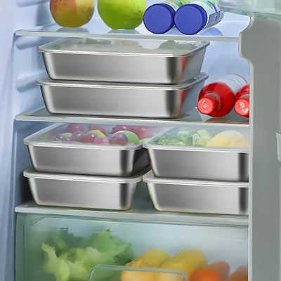 Juego de 10 recipientes de acero inoxidable para almacenar alimentos, apilables, con tapas herméticas, ideales para refrigerador y congelador, perfectos para preparar comidas y organizar la cocina, temporada de graduación, regreso a clases y verano