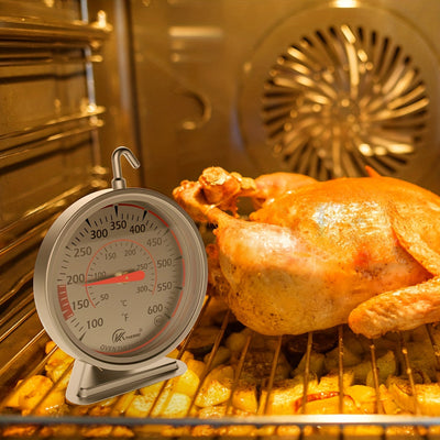 Termómetro de Horno de Precisión KT THERMO - Esfera Grande de Acero Inoxidable de 6.99cm, Rango de 100-600°F/50-300°C, Gancho Giratorio de 360° para Colgar o Poner de Pie Fácilmente, Ideal para Hornear, BBQ, Cocinar Carne - Regalo Perfecto para Fiestas y