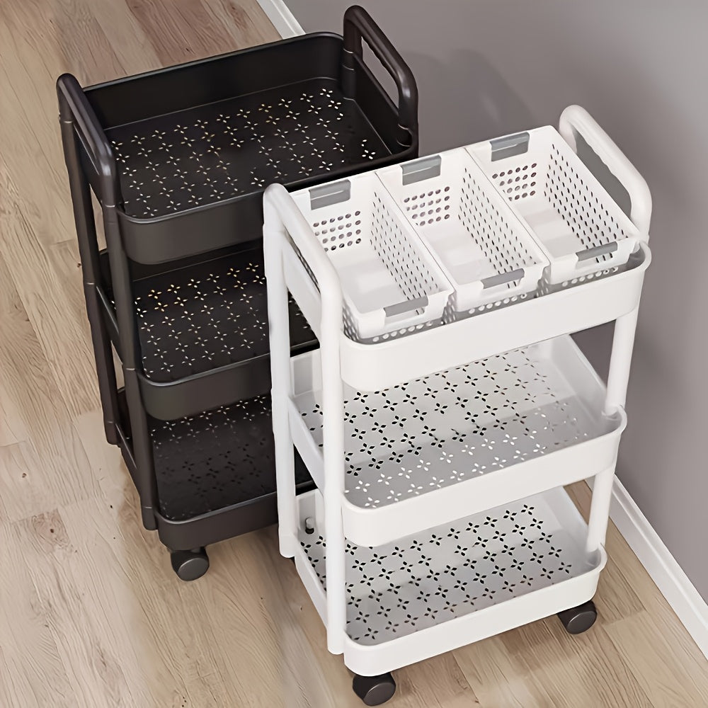 Carrito Organizador de Almacenamiento Multicapa - Plástico Duradero, Fácil de Mover, Ideal para Cocina, Baño, Dormitorio - Blanco