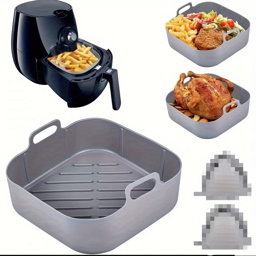 Juego de forros de horno de aire de silicona libre de BPA, canasta cuadrada de horno de aire no adherente reutilizable, accesorio de bandeja de horno para horno de aire con cookware de horno de aire
