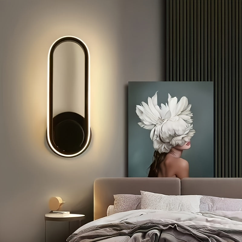 1 pieza de luz de tocador LED geométrica moderna, 3 colores ajustables con diseño dorado y alas blancas, montaje semienterrado, lámpara de pared desmontable, metal y acrílico, para dormitorio, porche, cocina, balcón, oficina, decoración de pared - Incluy