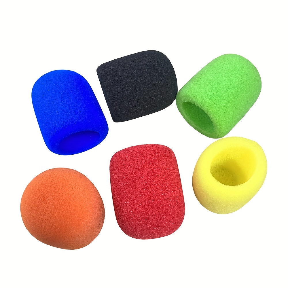 5pcs Cubiertas de Espuma para Micrófono - Pantallas de Esponja Suaves para Micrófonos de Mano, 5 Opciones de Color (Naranja/Rojo/Verde/Azul/Amarillo/Negro) - Reduce el Ruido del Viento, Perfecto para Transmisiones en Vivo y Podcasting, Reducción de Ruido