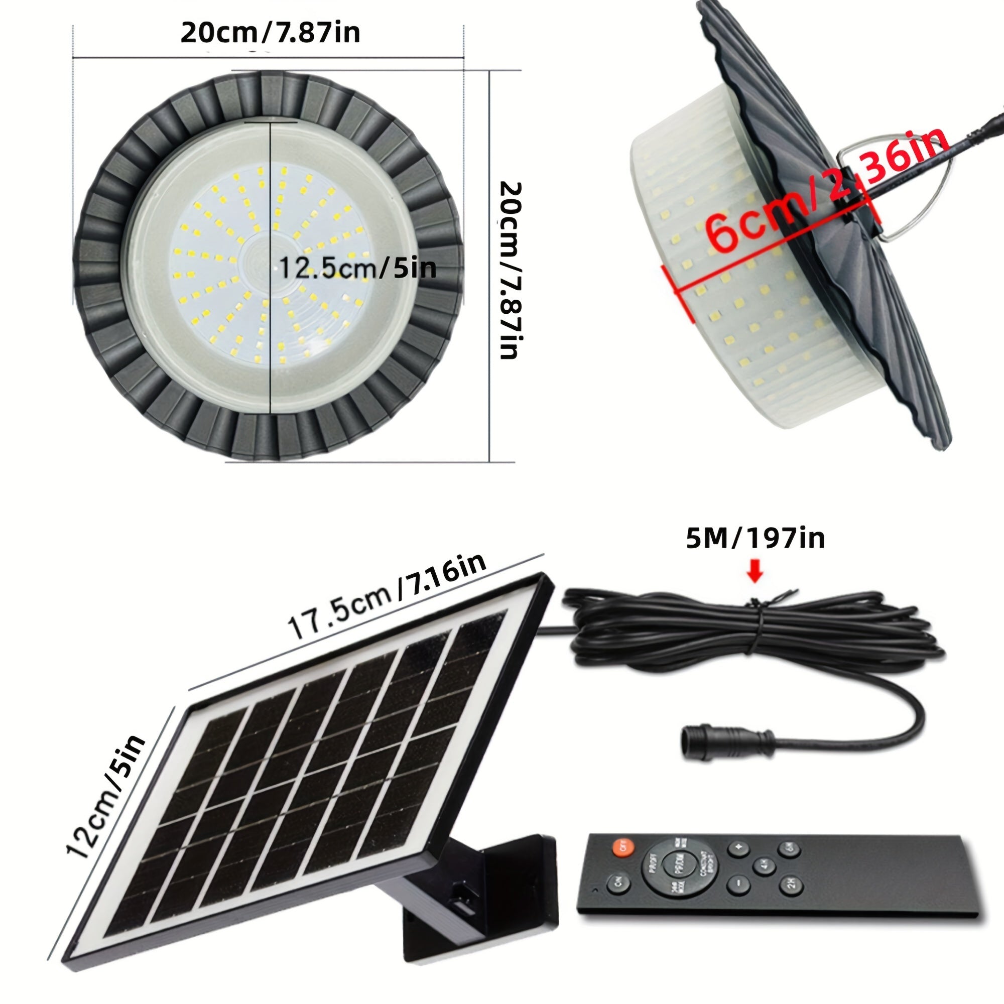1-Pack Luz Solar para Cobertizo con Control Remoto, 244 LED Lámpara Colgante Solarte, Sensor de Movimiento y Impermeable IP65, Iluminación Exterior/Interior con Cuello Ajustable, Panel Solar, para Garaje, Patio, Camping, Jardín, Granero - Iluminación LED