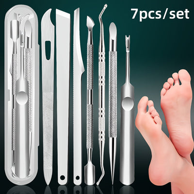 Kit de cuidado de uñas de acero inoxidable, 7 piezas: juego de cortacutículas de precisión y cortador de callosidades, sin aroma, incluye lima y limpiador de uñas, regalo perfecto para mujeres, piel muerta, regalos para el Día de la Madre, personas mayor