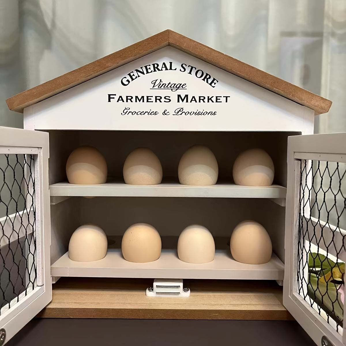 Cesta de Almacenamiento de Huevos de Madera Moderna - Organizador para el Hogar para Cocina, Baño y Decoración de Dormitorio