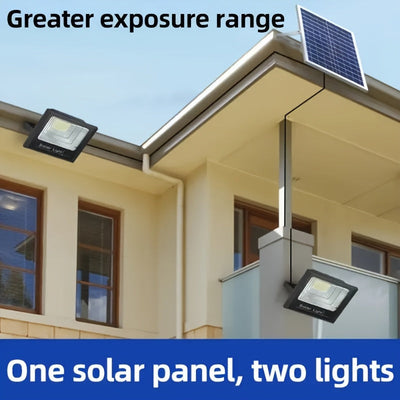 Luz solar LED de alta luminosidad con doble cabeza, luces de jardín al aire libre con panel solar de aluminio, adecuado para jardines.