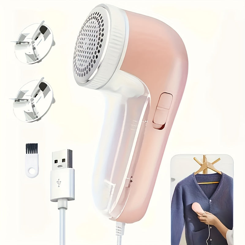 Recortador de Bolas y Pelacacas con Alimentación USB con 2 Cuchillas Intercambiables de Acero Inoxidable - 2 Colores, Diseño Ergonómico para Ropa, Suéteres, Ropa de Cama, Calcetines & Telas del Hogar, Afeitadora de Lint para Mantenimiento de Prendas, Ele