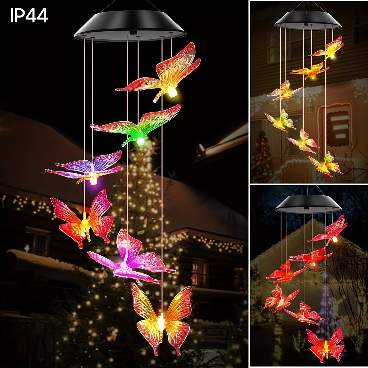 Luces de viento de mariposa cambiantes de color con energía solar - Decoración exterior LED vibrante para jardín, patio, porche - Regalo perfecto para mujeres, Día de la Madre, cumpleaños, decoraciones solares, decoración de patio, iluminación vibrante,