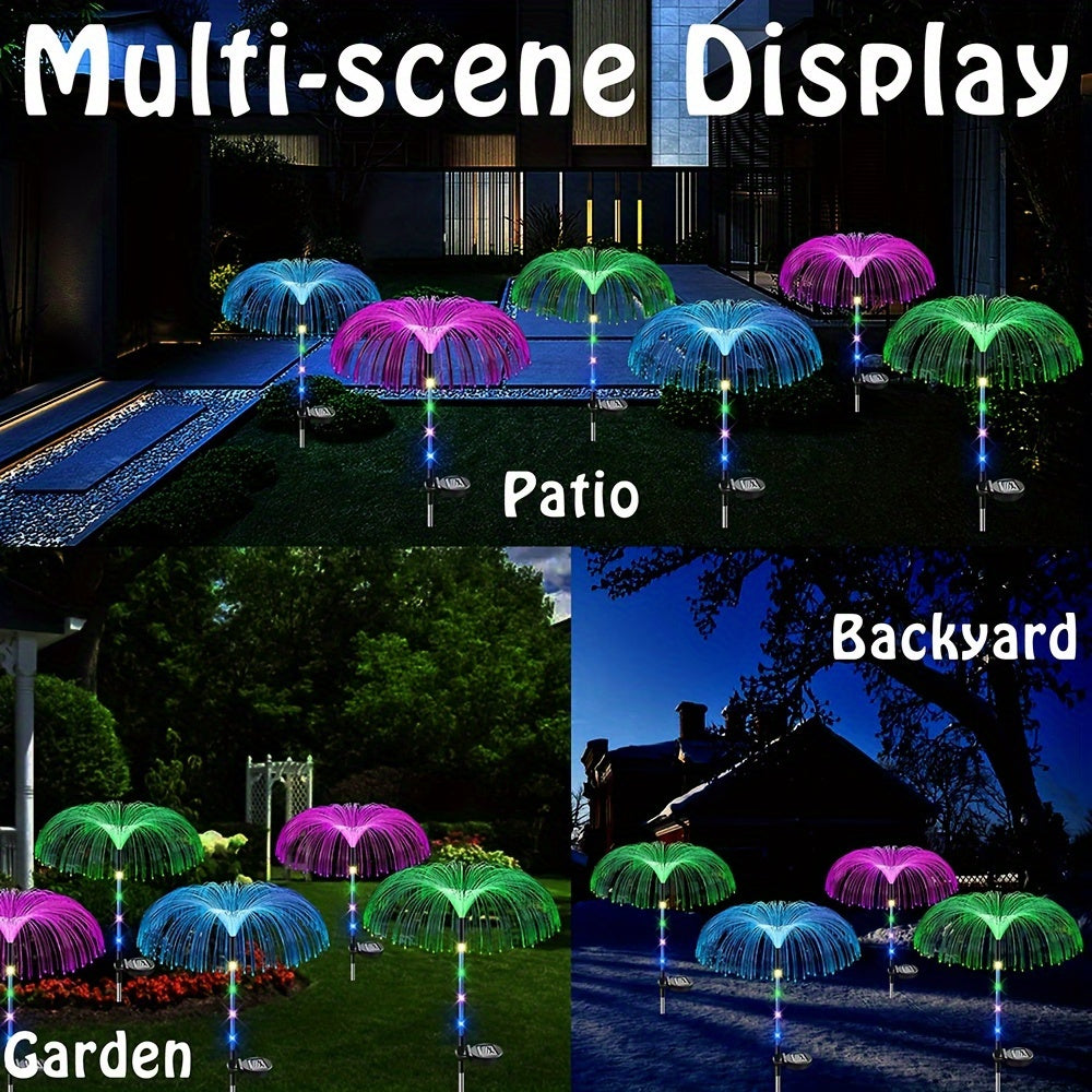 2 piezas Luces de flor solar para decoración de jardín al aire libre, 7 luces decorativas de estaca solar de cambio de color para camino de entrada patio césped fiesta boda decoración