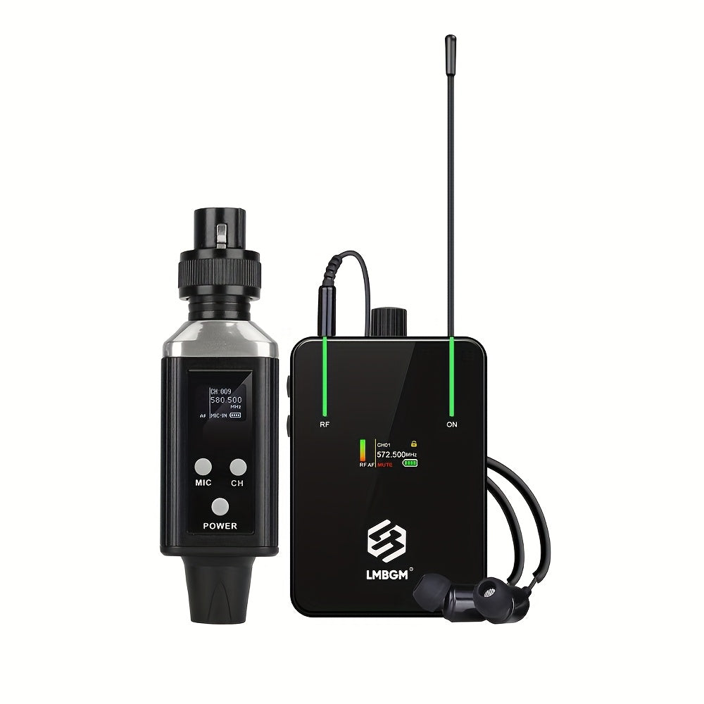 LMBGM UHF Profesionales Auriculares Inalámbricos, Carga USB, Fácil de Monitorear, Pantalla de Color TFT, 16 Frecuencias Seleccionables, Función de Ganancia de Audio, Adecuados para Conciertos, Estudios de Grabación, Representaciones de Escena, Actividade