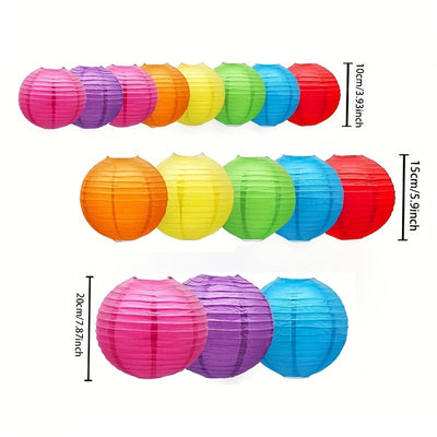 16 linternas de papel colgantes surtidas - Linternas chinas multicolor para decoración de fiestas, ideales para carnaval, bautizos, cumpleaños, aniversarios y eventos, no requieren electricidad