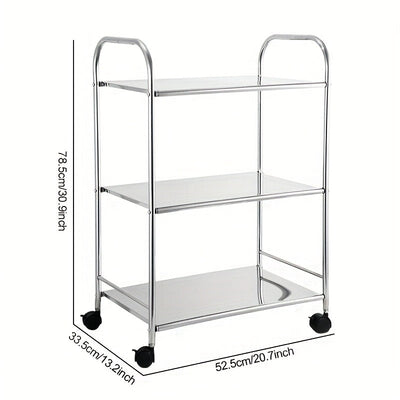 Carrito de acero inoxidable de 3 niveles con ruedas - Estante de almacenamiento versátil para cocina para el hogar, fiestas al aire libre, hoteles y restaurantes - Diseño duradero, fácil de ensamblar y móvil, carrito de cocina para restaurantes | Carrito