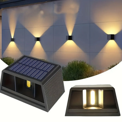 2 Paquetes de Luces Solares para Paredes - Iluminación LED Ajustable para Exterior, Batería Grande de 1200mAh, Operación Automática de Amanecer a Anochecer para Porche, Patio Trasero, Patio, Deck, Jardín, Muro de Contención, Camino, Luces Solares para Ex