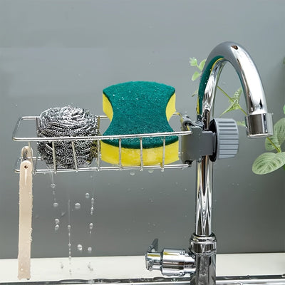 Organizador de esponjas para grifo de cocina, jabonera y porta cepillos de acero inoxidable, ideal para baño o cocina
