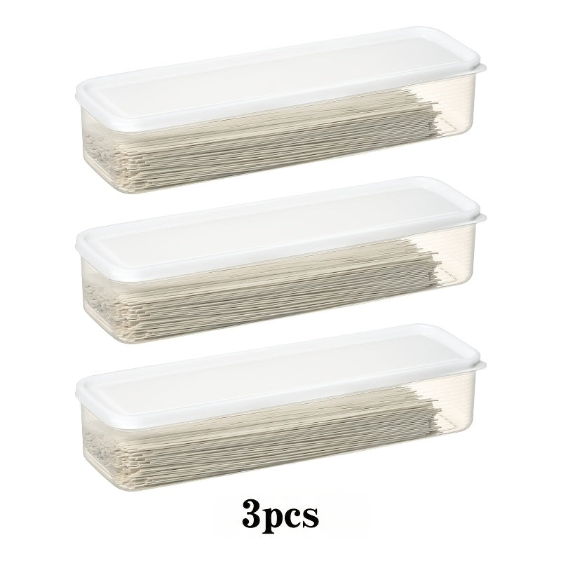 3pcs Cajas para Mantener Fresco en el Refrigerador, Reutilizables, Antipolvo, Apilables, Ahorran Espacio, Adecuadas para Almacenar Cebollín, Cilantro, Jengibre, Ajo, Frutas, Fideos, Cereales, Cucharas, Palillos, Cuchillos & Tenedores, etc., Uso de Cocina