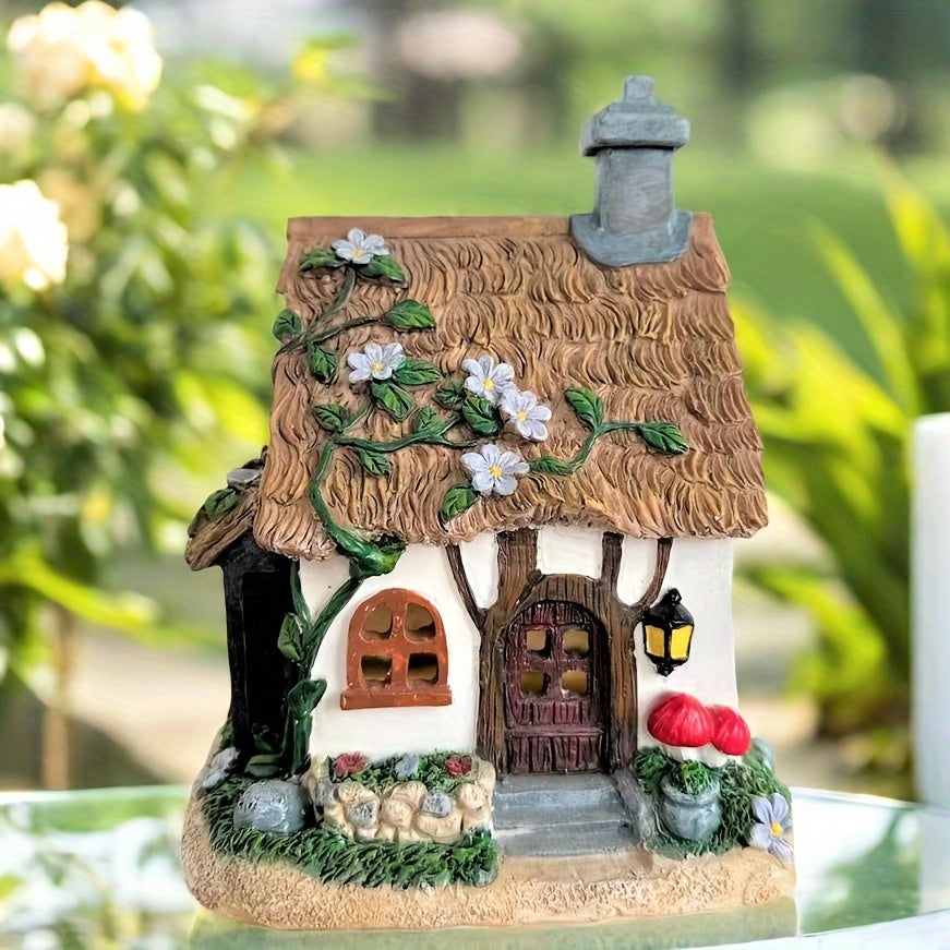 Lámpara solar de resina para jardín, encantadora decoración exterior con glicinas y farol, ideal para patios, balcones, escritorios y regalos, iluminación decorativa para jardín | Luz decorativa exterior | Lámpara solar, decoración para jardín