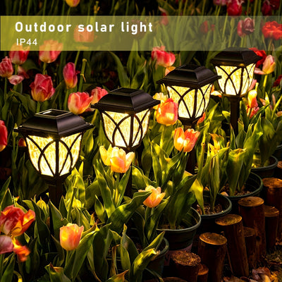 6 luces solares para jardín, exteriores y césped, estilo retro con cuadrícula, proyección de luz cálida/blanca, ideales para caminos, patios, jardines, entradas y regalos navideños