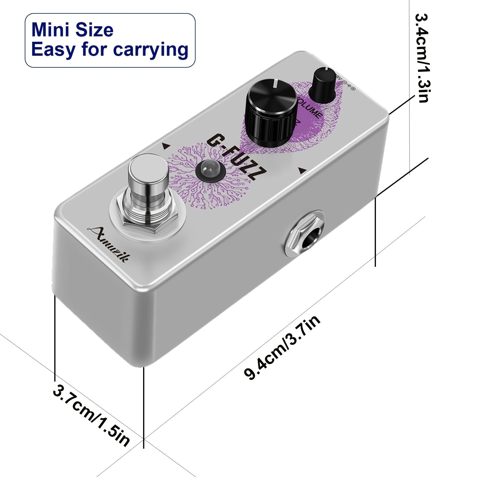 Pedal de guitarra Fuzz clásico vintage, elegante pedal de guitarra Fuzz clásico Mini pedal Fuzz para guitarra eléctrica Pedal Fuzz especial adecuado para música electrónica Mini tamaño True Bypass