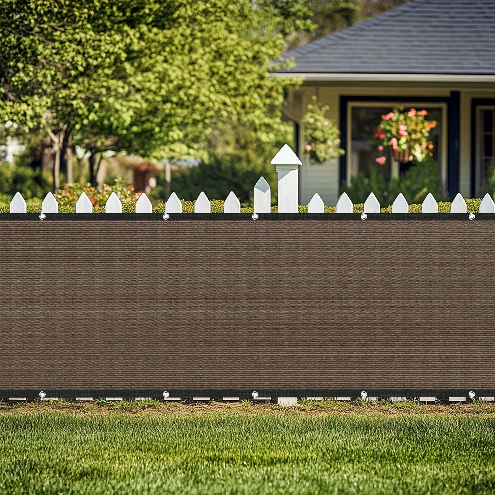 1 Pieza de Pantalla de Privacidad 150GSM Resistente, Malla Gruesa Antiviento y Antipolvo para Sombra en Exteriores/Balcón/Piscina, Color Marrón Café