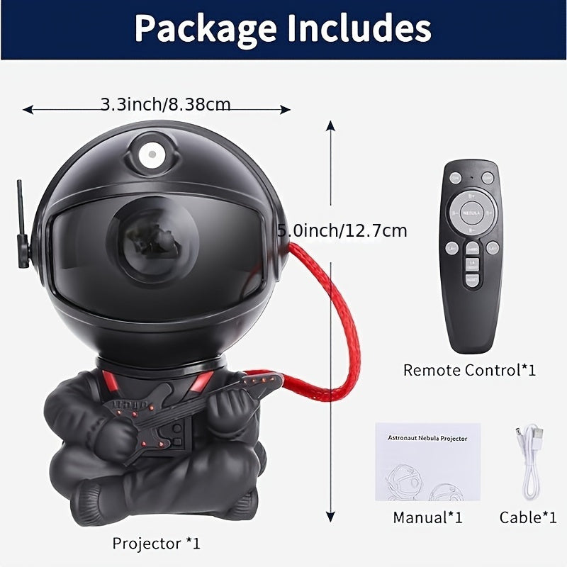 Proyector de Luz Estelar de Nebulosa Galáctica | Alimentado por USB, Control Remoto | Efectos Espaciales Multicolor para Dormitorio y Ambiente de Fiesta | Diseño Artístico de Astronauta con Modos de Iluminación Ajustables | Regalo Ideal para Entusiastas