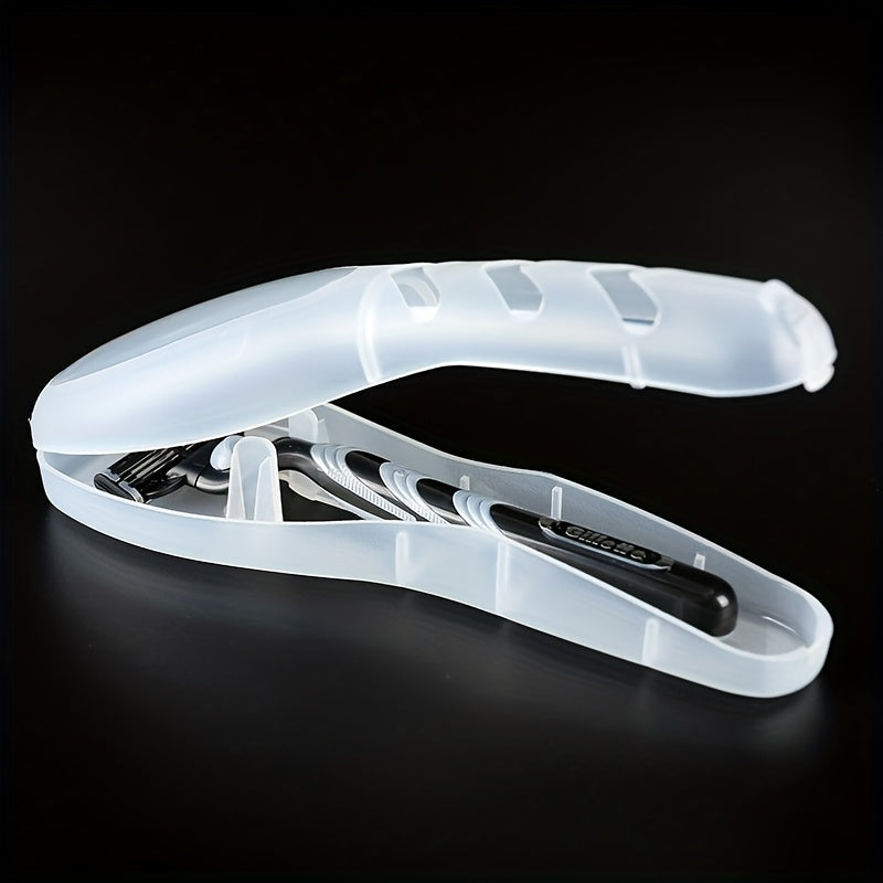 1pieza Estuche de afeitar de viaje elegante, transparente y protector, solo lavado a mano, no se permite limpieza en seco, colores negro y transparente, material de plástico, no requiere fuente de alimentación, no hay impresión, no pintura de borde