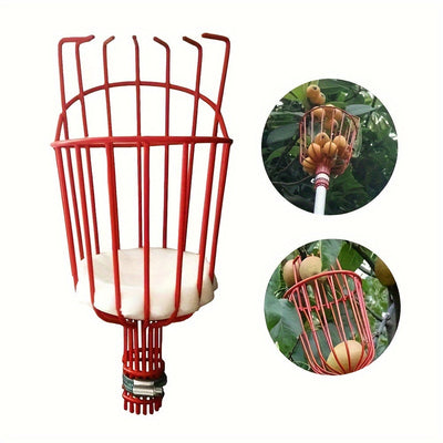 Herramienta Recogedora de Frutas Versátil con Cesta - Ideal para Manzanas, Naranjas, Aguacates, Bellotas, Limones, Peras y Mangos - Construcción Duradera de Metal