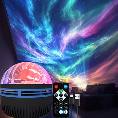 Luces Aurora y Ripple 2 en 1 con control remoto, alimentación USB, portátil, regulable, ideal para iluminación nocturna de dormitorio, decoración de habitaciones, cine en casa, bodas, fiestas y regalos mágicos de proyección