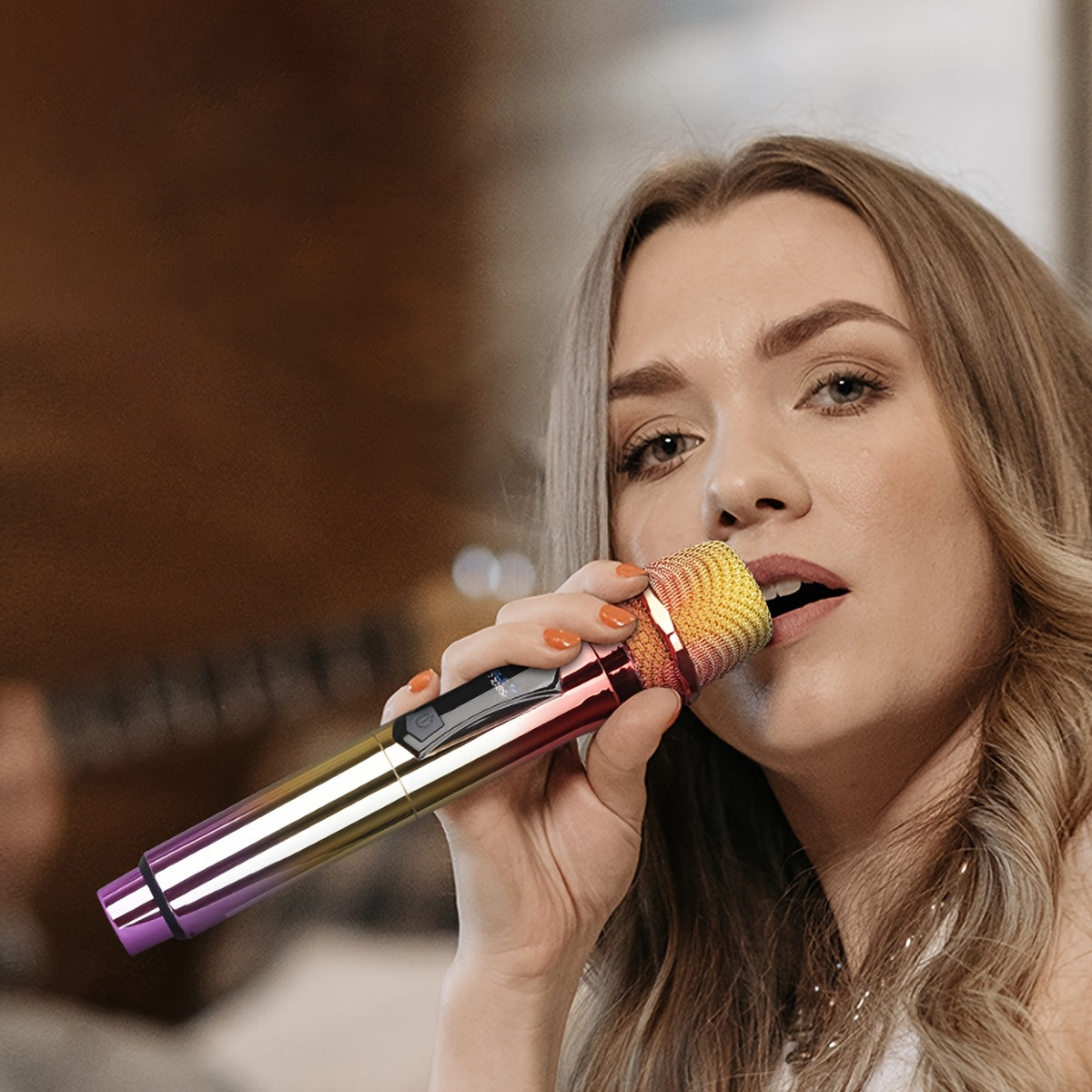 1pc Set de micrófono inalámbrico profesional, sistema de karaoke de doble canal, receptor recargable por USB, conector de 6,35 mm, batería de litio de 1500 mAh, tensión máxima de 36 V, para discursos, bodas, iglesia, sistema de sonido