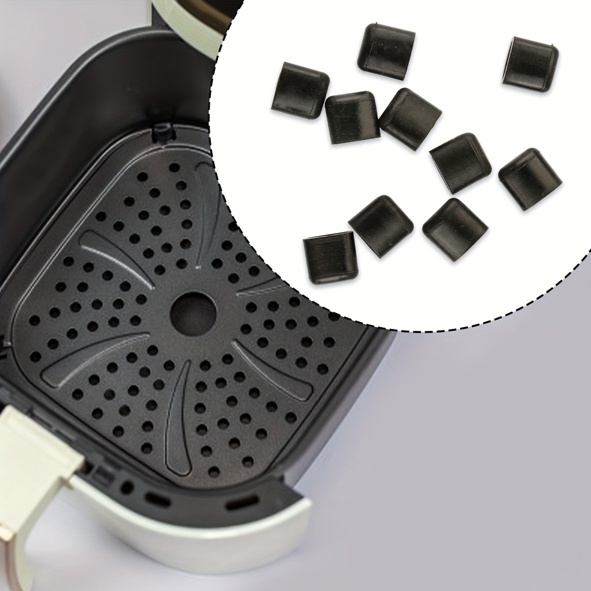 10 piezas de pies antideslizantes y bandejas de horno resistentes al calor para freidor de aire - Soporte de plástico duradero antideslizante para distribución de calor uniforme, accesorios de cocina antideslizantes, accesorios para freidor de aire, supe