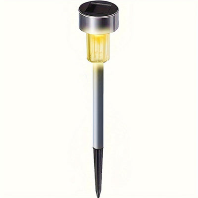 Juego de 12 Luces Solares Tubulares de Acero Inoxidable para Exteriores, Iluminación Paisajística y Jardín con Varilla de Acero Inoxidable, Lámpara para Césped IP44