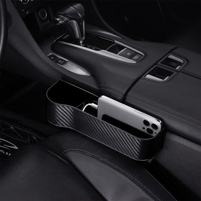 Organizador de huecos de asiento de coche con soporte para tazas - Caja de almacenamiento ligera de ABS para bolsillos laterales de consola, accesorio de asiento delantero para una organización mejorada, almacenamiento de coche