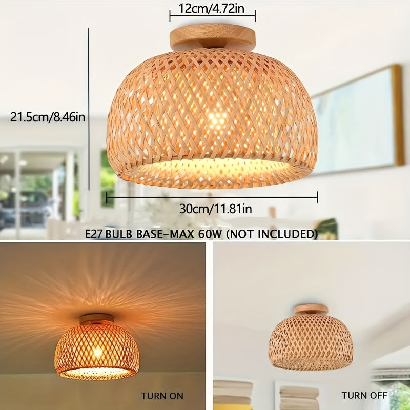 1 lámpara de techo estilo tropical retro rural con base E27, para comedor, cocina, barra, sala, entrada o pasillo (sin bombillas)
