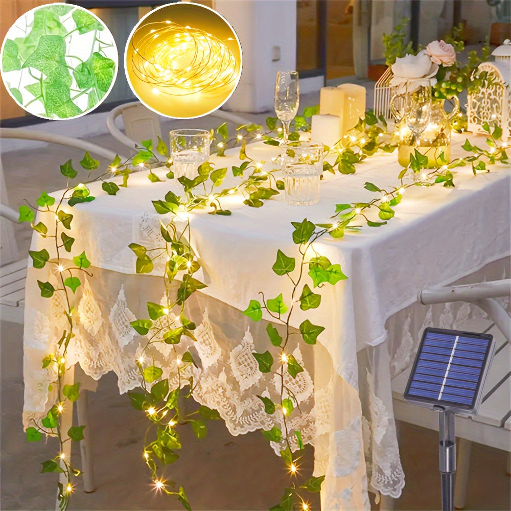 Luces solares YEYAYU en forma de hiedra, 50/100 LED, luces decorativas artificiales con 8 modos, alambre de cobre, para jardín exterior, pared, balcón, cerca, árbol, bodas, fiestas, calles, decoración de restaurantes, decoración navideña, iluminación ext