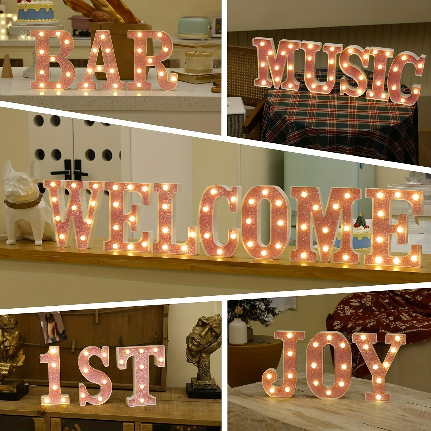 1pc Luces LED de letras, Alfabeto brillante y signo iluminado numérico, Regalo de luz nocturna para cumpleaños, boda, decoración de fiesta de Navidad