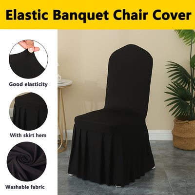 6/12pcs Funda para Silla con Falda, Cubierta Elástica Larga de Spandex para Silla de Comedor, Funda Protectora, Cubierta Elástica para Silla de Comedor de Boda, Desmontable y Lavable, Adecuada para Hoteles, Bodas, Banquetes y Decoración del Hogar