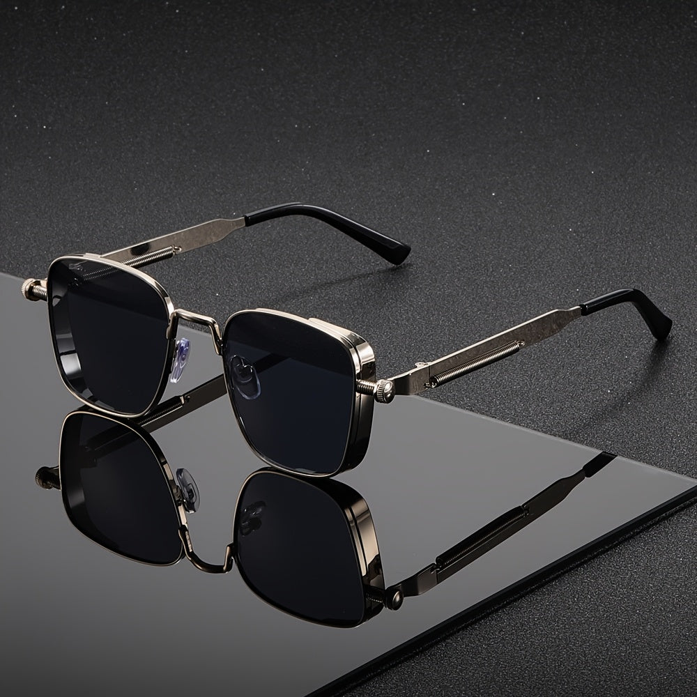 Gafas de moda cuadradas retro steampunk con marco de metal para hombres y mujeres, ideales para eventos, fiestas y festivales