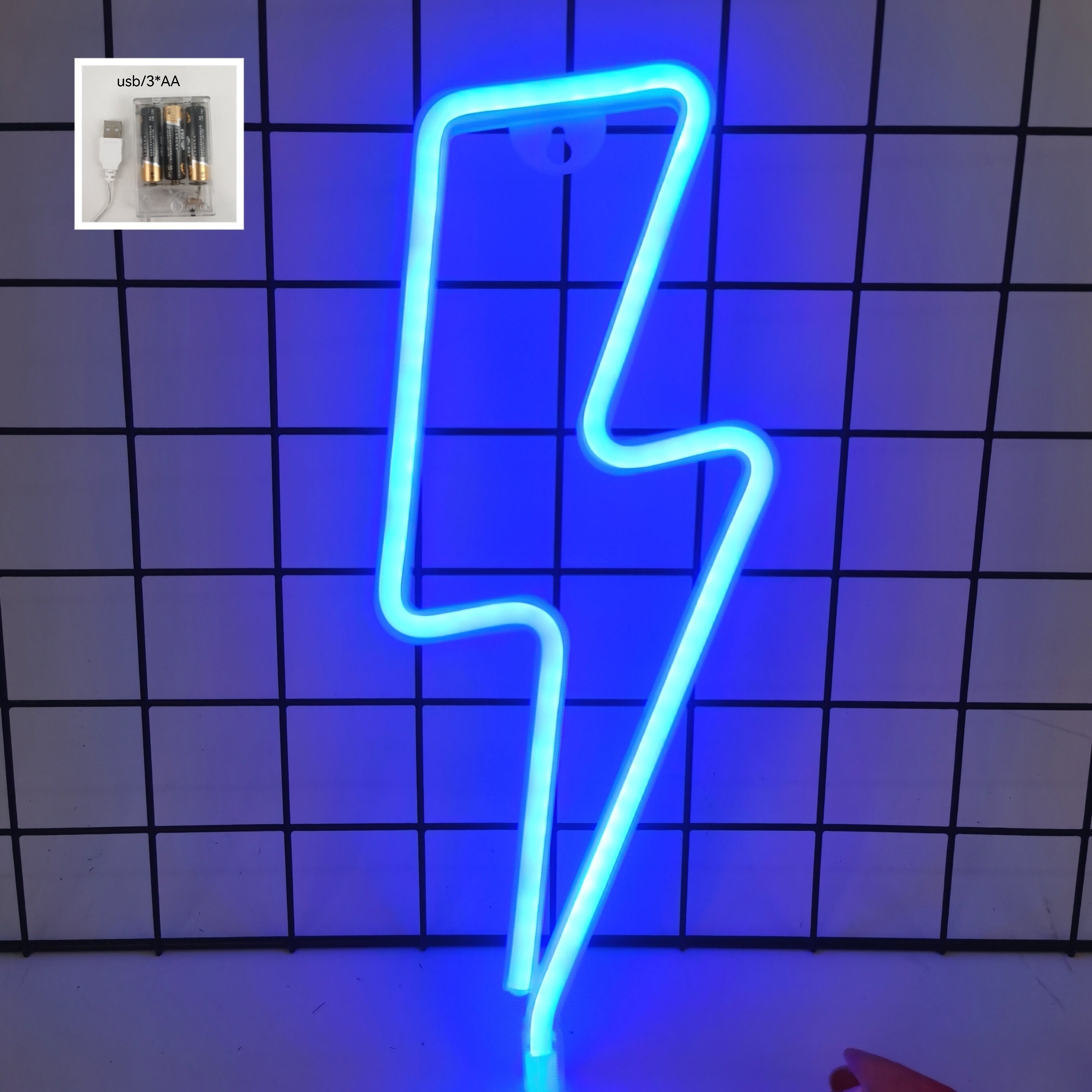 1pc Letrero de Neón Azul con Rayo LED Alimentado por USB - Decoración Genial para Sala de Juegos, Ideal para Dormitorio, Sala de Estar, Oficina, Bodas y Fiestas - Controlado por Interruptor, No Necesita Batería, Decoración de Gamer para Dormitorio