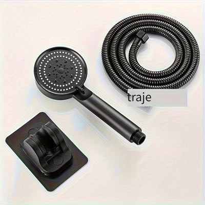 Un cabezal de ducha portátil con soporte y manguera, con 5 modos de flujo de agua ajustables, boquilla de ducha para baño, cabezal de ducha, accesorios de hardware para baño y suministros para baño.