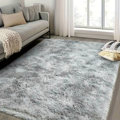 Alfombra grande para sala, diseño tie-dye en tono gris agua, textura esponjosa y ultra suave, moderna y decorativa, ideal para dormitorio