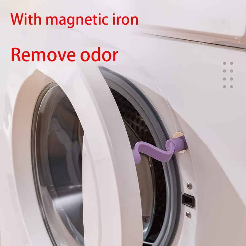 Parachoques de puerta de lavadora magnetizados - Disponible en 4 colores: morado, rosa, azul, gris café, ventilado y anti-olor, humedad, diseño de mano seguro y anti-pinchazo, adecuado para lavadoras de carga frontal.
