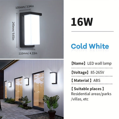 Luz LED para pared exterior, 85-265V, lámpara para porche, balcón o jardín