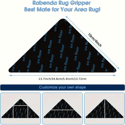 4/8/12 pzas Pinzas para alfombras, almohadillas antideslizantes para alfombras para pisos de madera dura y azulejos, cinta de alfombra reutilizable y lavable para alfombras de salas de estar, almohadilla adhesiva de doble cara para alfombra que mantiene