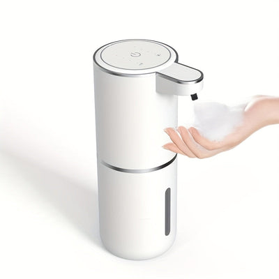 Dispensador de jabón sin contacto, dispensador automático de jabón, dispensador de jabón de pared para baño con carga rápida USB y pantalla de energía, 4 configuraciones ajustables, capacidad de 12.85 oz