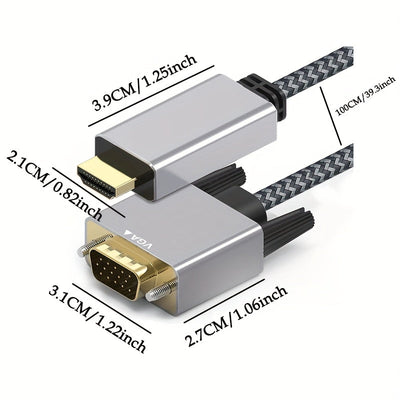 Cable de VGA a HDTV, unidireccional, de computadora a monitor de VGA (masculino a masculino) compatible con computadora, escritorio, portátil, PC, monitor, proyector, HDTV, Roku, Xbox.