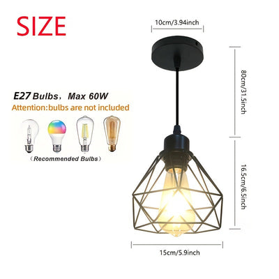 Lámpara colgante estilo nórdico moderno y minimalista, base para foco E27, de hierro fundido, para comedor, bar, cocina, pasillo, entrada o habitación, instalación semiempotrada, acabado pintado, sin foco incluido, 1 unidad