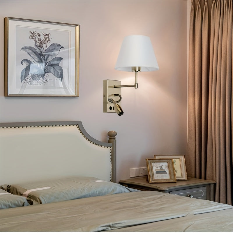 Linterna de Pared Minimalista Moderna con Pantalla de Tela para Mesita de Noche